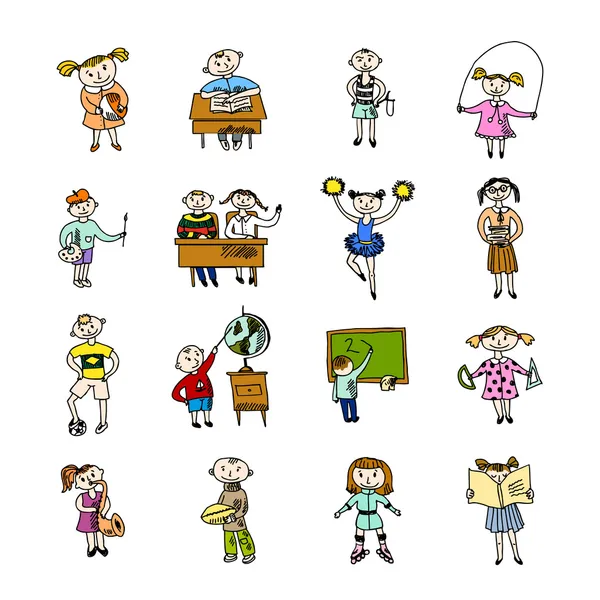 Set doodle kinderen — Stockvector