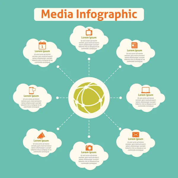Infographie mondiale des médias — Image vectorielle