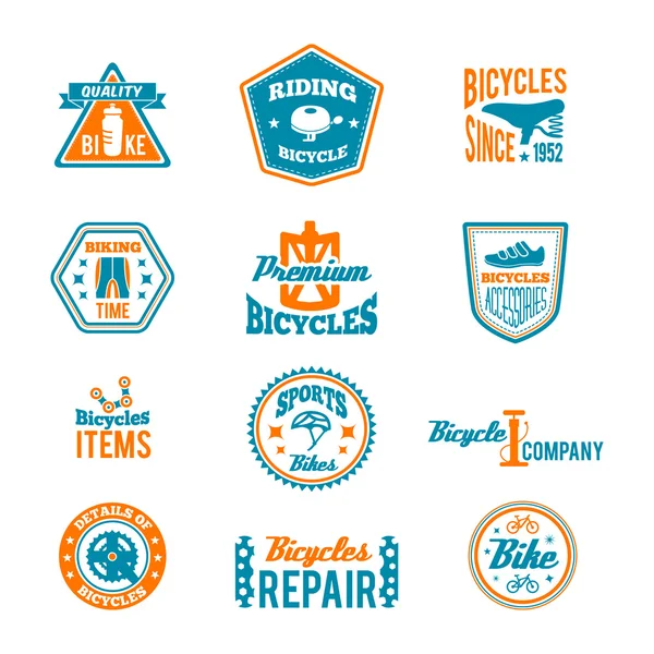 Set of bicycling label — Stock Vector