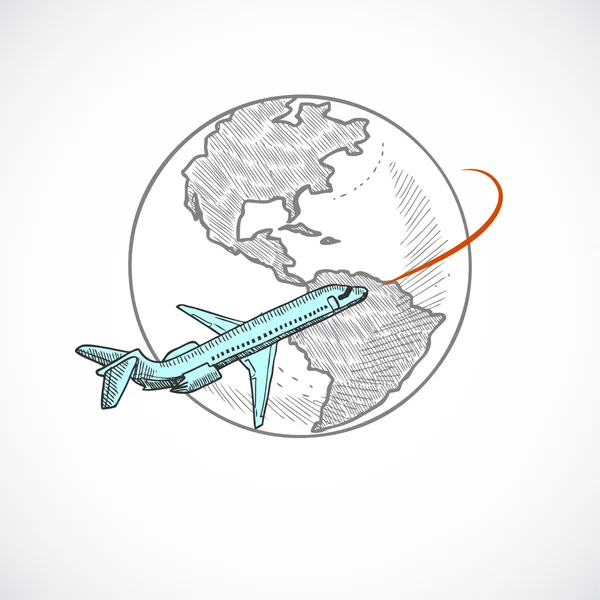 Aircraft icone globo — Vettoriale Stock