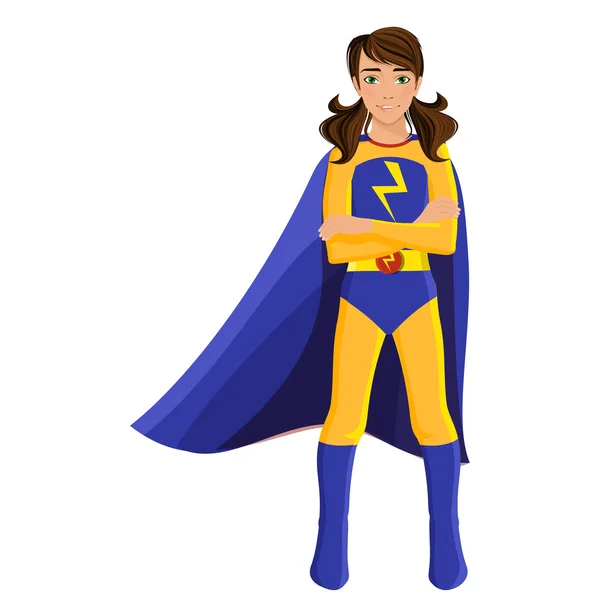 Gadis dalam kostum superhero - Stok Vektor