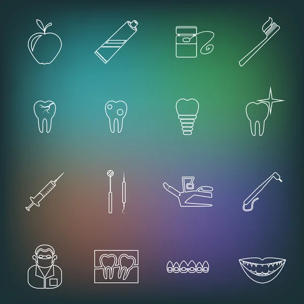 Esquema de iconos dentales — Vector de stock