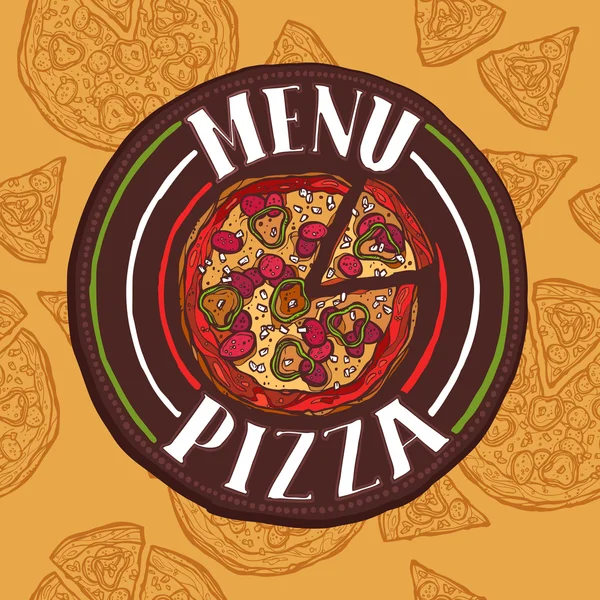 Menú de bocetos de pizza — Vector de stock