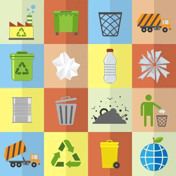 Garbage icons set — Stock Vector