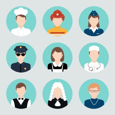 Avatar düz Icons Set