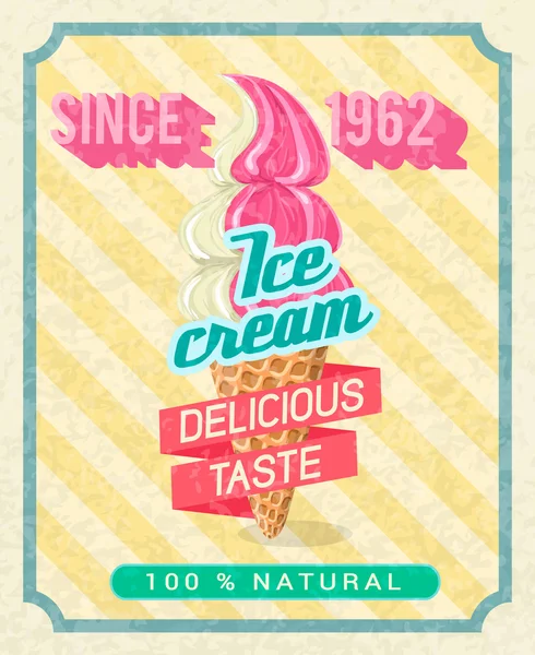 Cartaz com sorvete de morango — Vetor de Stock