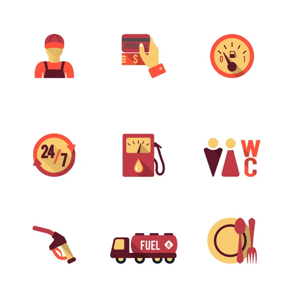 Brandstof pomp Icons Set — Stockvector