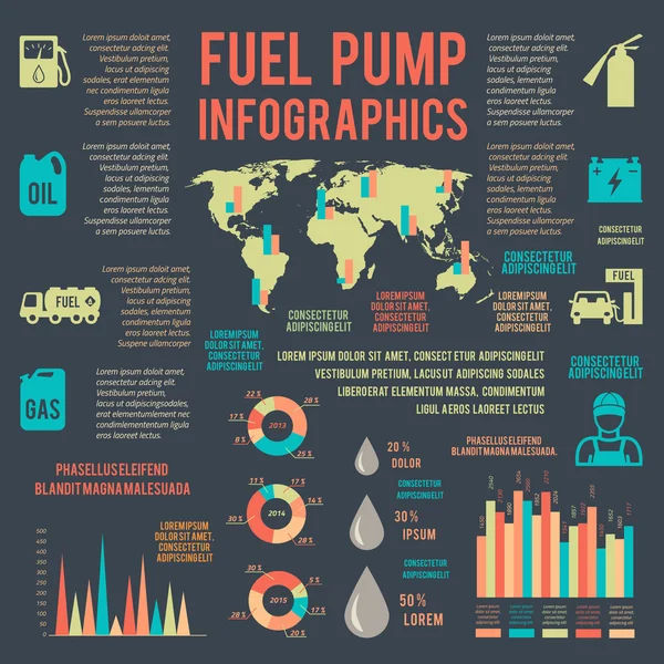 Infografías automáticas del servicio de gasolina — Vector de stock