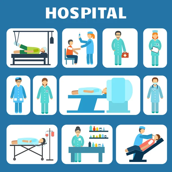 Ensemble de pictogrammes plats médicaux — Image vectorielle