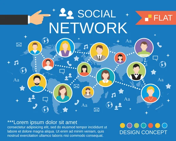 Шаблон концепції соціальної мережі — стоковий вектор