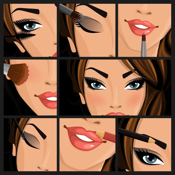 Maquillage beauté femme — Image vectorielle