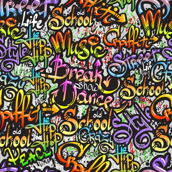 Graffiti palabra patrón sin costura — Vector de stock