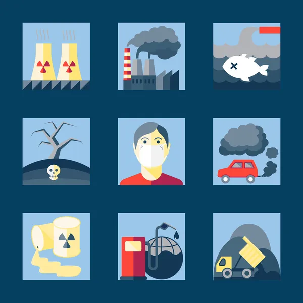 Serie di icone dell'inquinamento — Vettoriale Stock