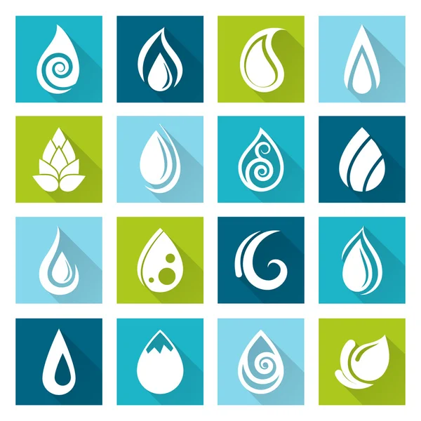 Set of water drops icons — Stock Vector