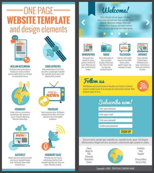 Plantilla de sitio web de una página — Vector de stock