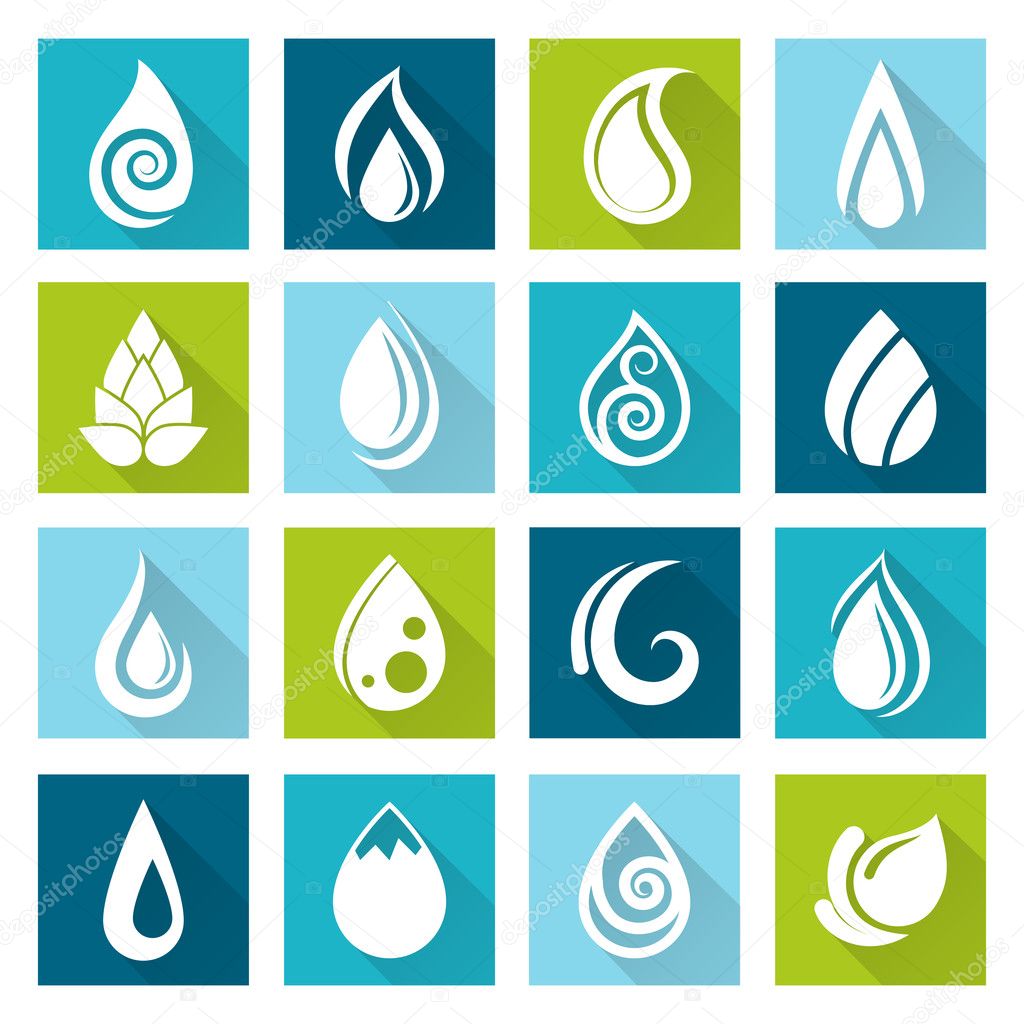 Set of water drops icons