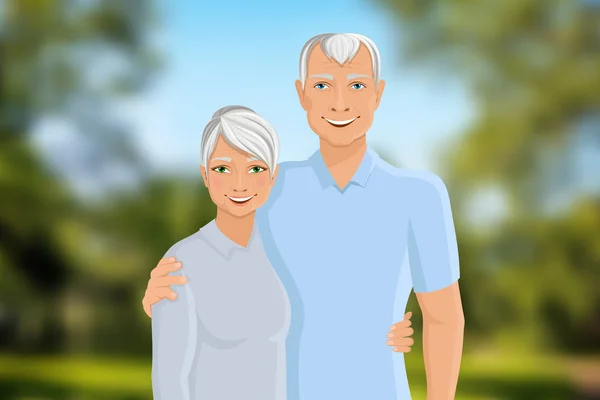 Senior couple outdoor — Stock Vector