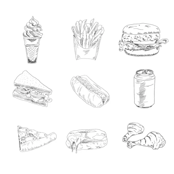 Conjunto de iconos de comida rápida — Vector de stock