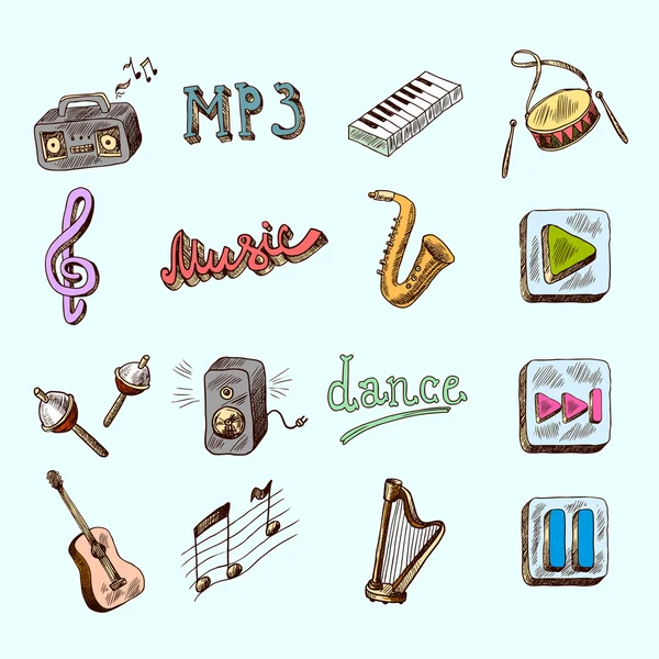 Iconos de música — Vector de stock