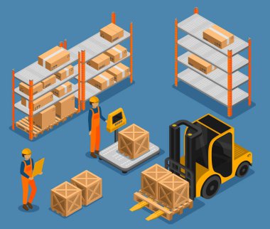 Depo Forklift Isometric bileşimi