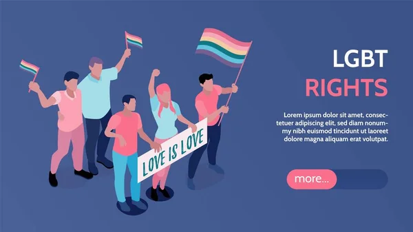 Isometrisches Banner für LGBT-Rechte — Stockvektor