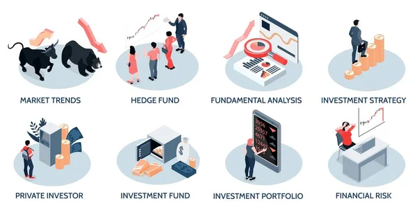 Conceito Isométrico de Investimento — Vetor de Stock