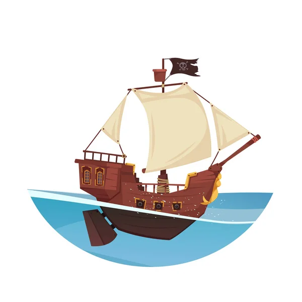 Ilustración del barco pirata — Archivo Imágenes Vectoriales