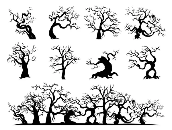 Ensemble d'arbres effrayants — Image vectorielle