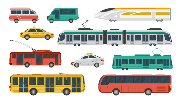 Conjunto de iconos de color de transporte público — Vector de stock