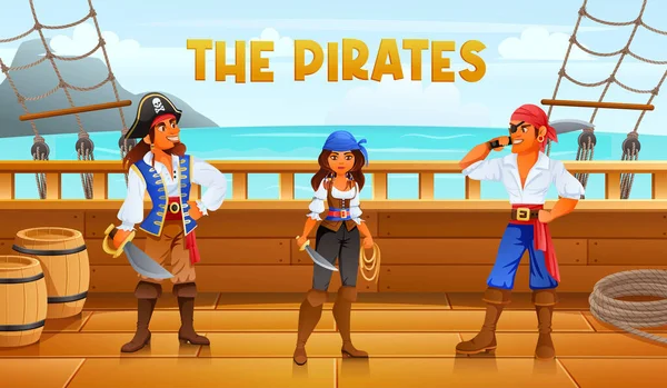 Island Pirates Treasure Cartoon — Stockvector