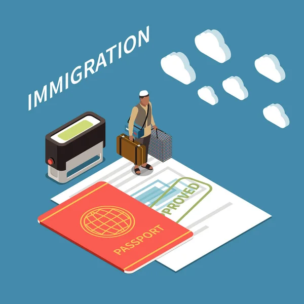 Immigration Contexte isométrique — Image vectorielle