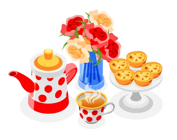 Tea Day Composition — Stock Vector