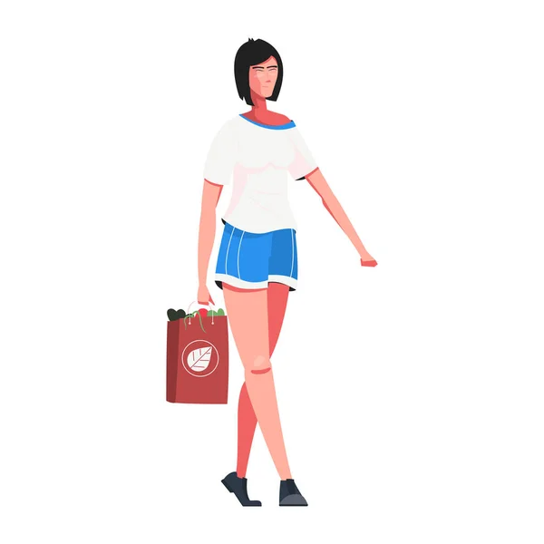 Mulher com ilustração de saco — Vetor de Stock