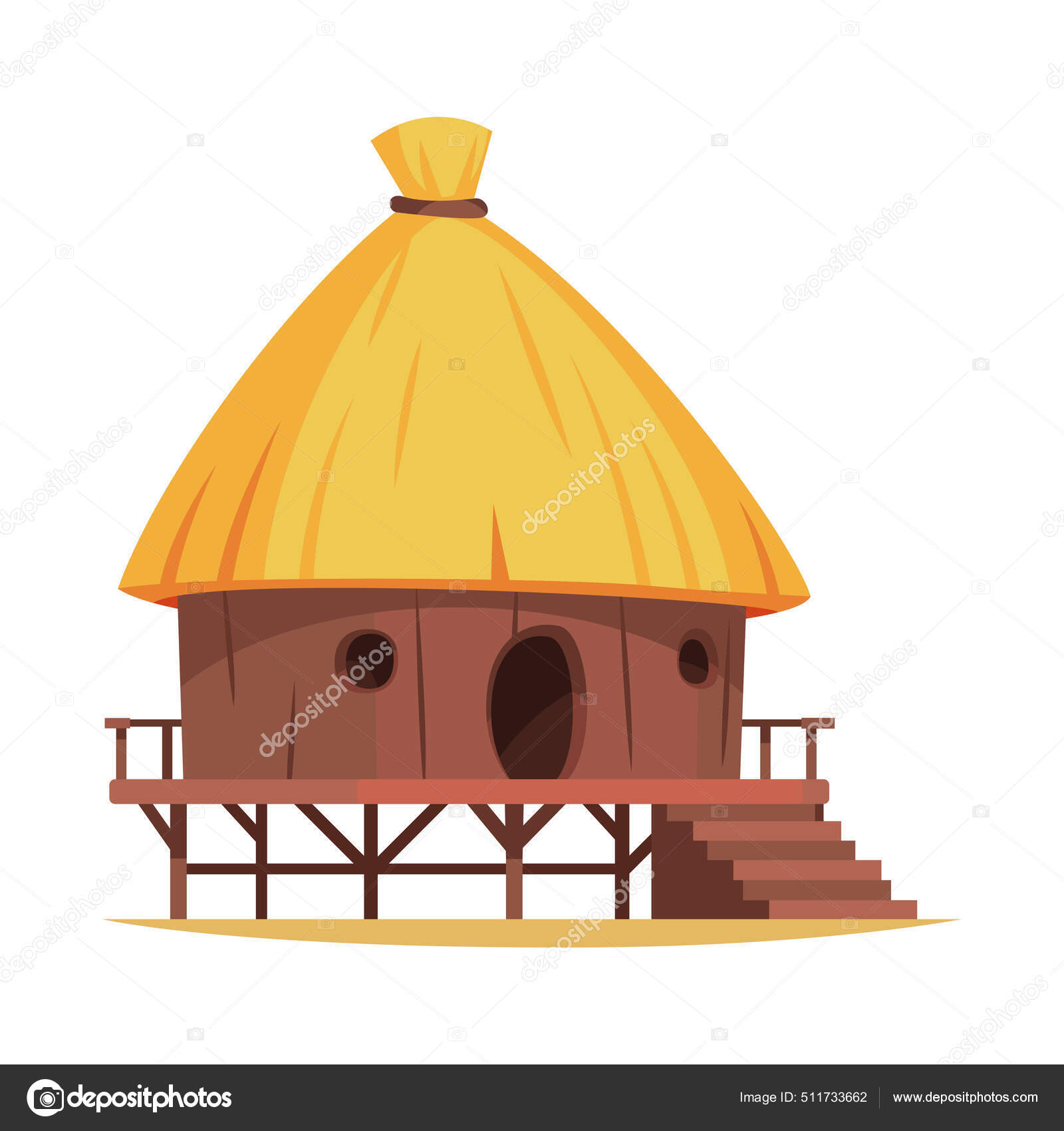 Palha Hut Cartoon Ilustração Vetor de stock de ©macrovector 511733662, image size:1600x1700