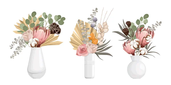 Colección conjunto de racimo de flores — Vector de stock
