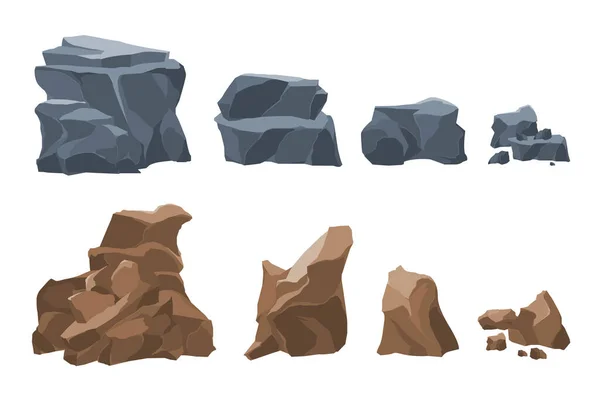 Stenen Realistische Horizontale Sets — Stockvector