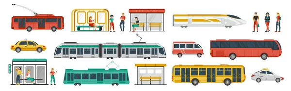 Conjunto de iconos de transporte público de colores — Archivo Imágenes Vectoriales