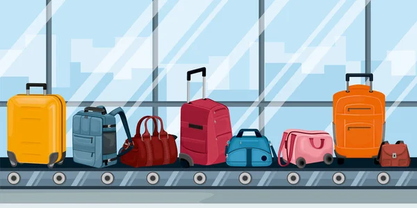 Transportador do aeroporto com bagagem — Vetor de Stock