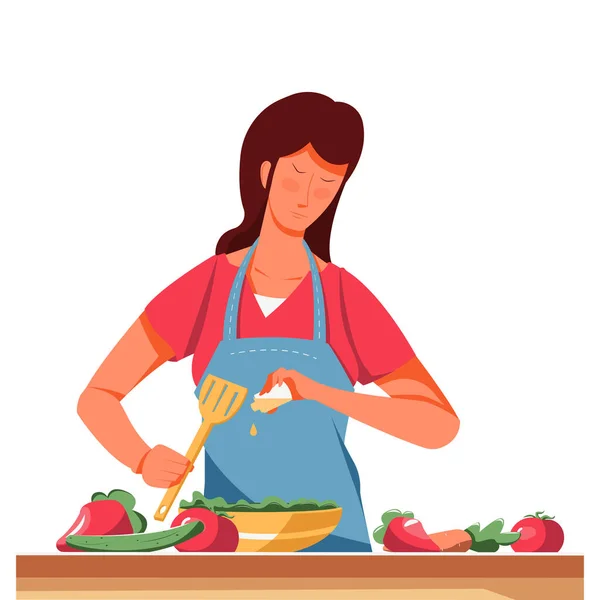 Nő ábra főzés — Stock Vector