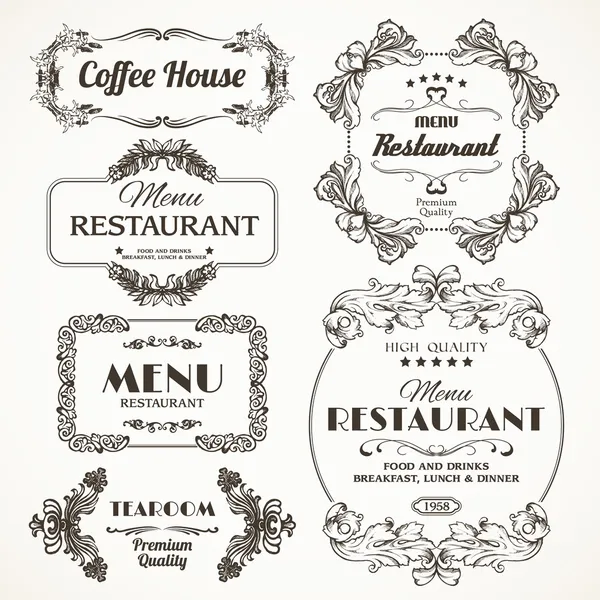 Floral restaurant frames — Stockvector