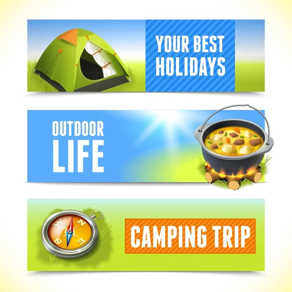 Banderas horizontales de camping — Vector de stock