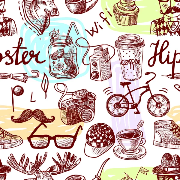 Hipster sin costuras — Vector de stock