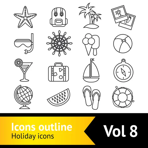 Conjunto de iconos de vacaciones — Archivo Imágenes Vectoriales