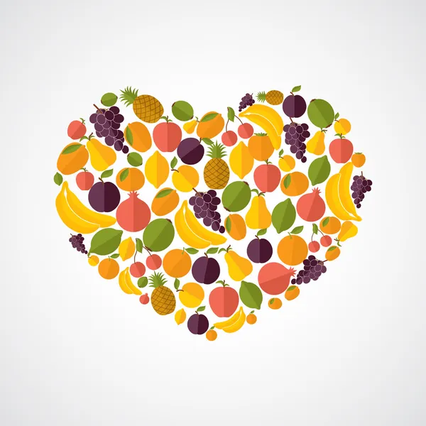 Healthy food heart composition — Stock Vector