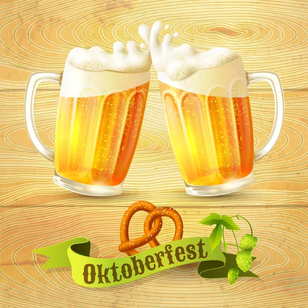 Pivní korbele octoberfest plakát — Stockový vektor
