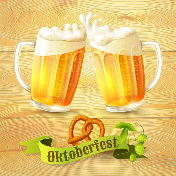 Tazze di birra Octoberfest poster — Vettoriale Stock