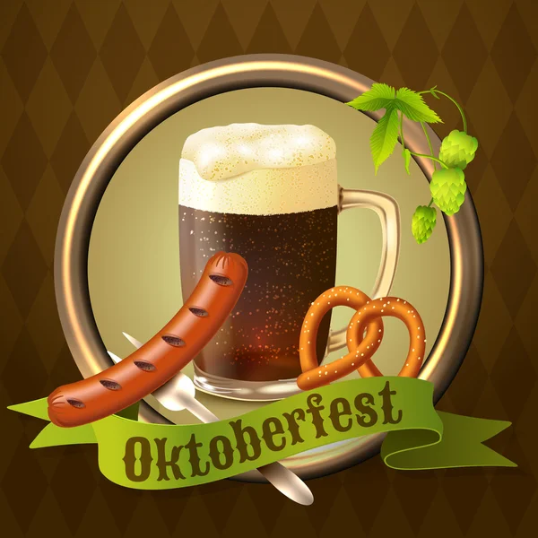 Pivní korbele octoberfest plakát — Stockový vektor