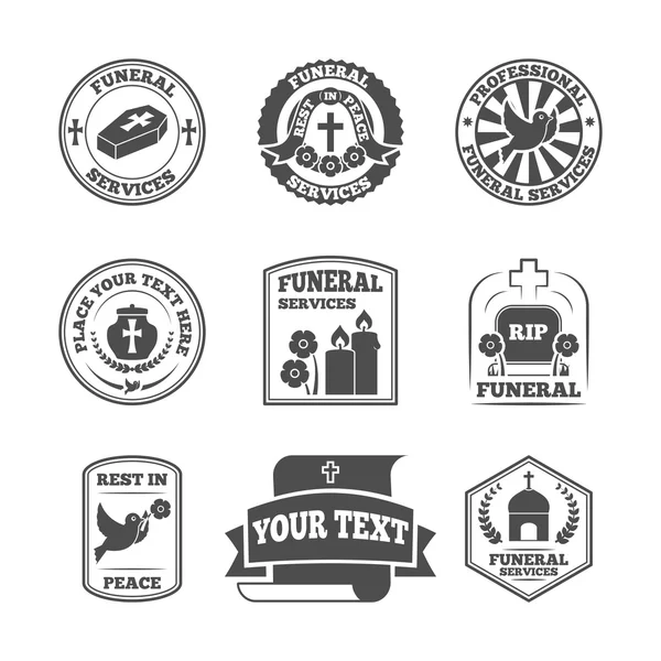 Set de iconos de etiquetas funerarias — Vector de stock