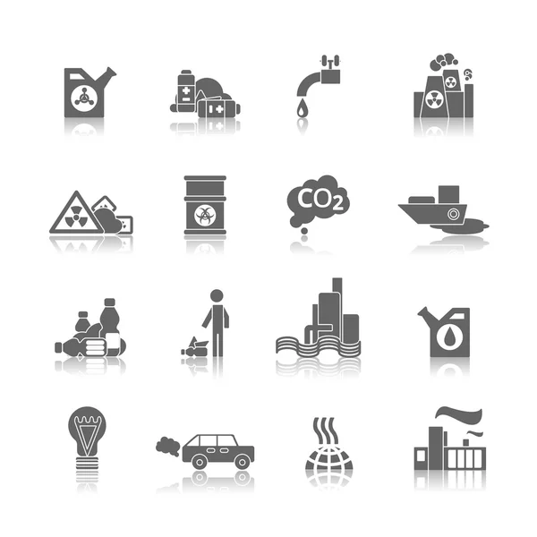 Pollution Icons Set — Stock Vector