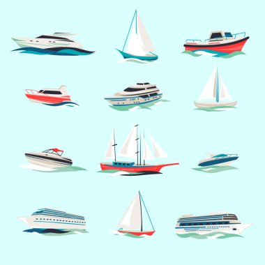 Boats icons set clipart